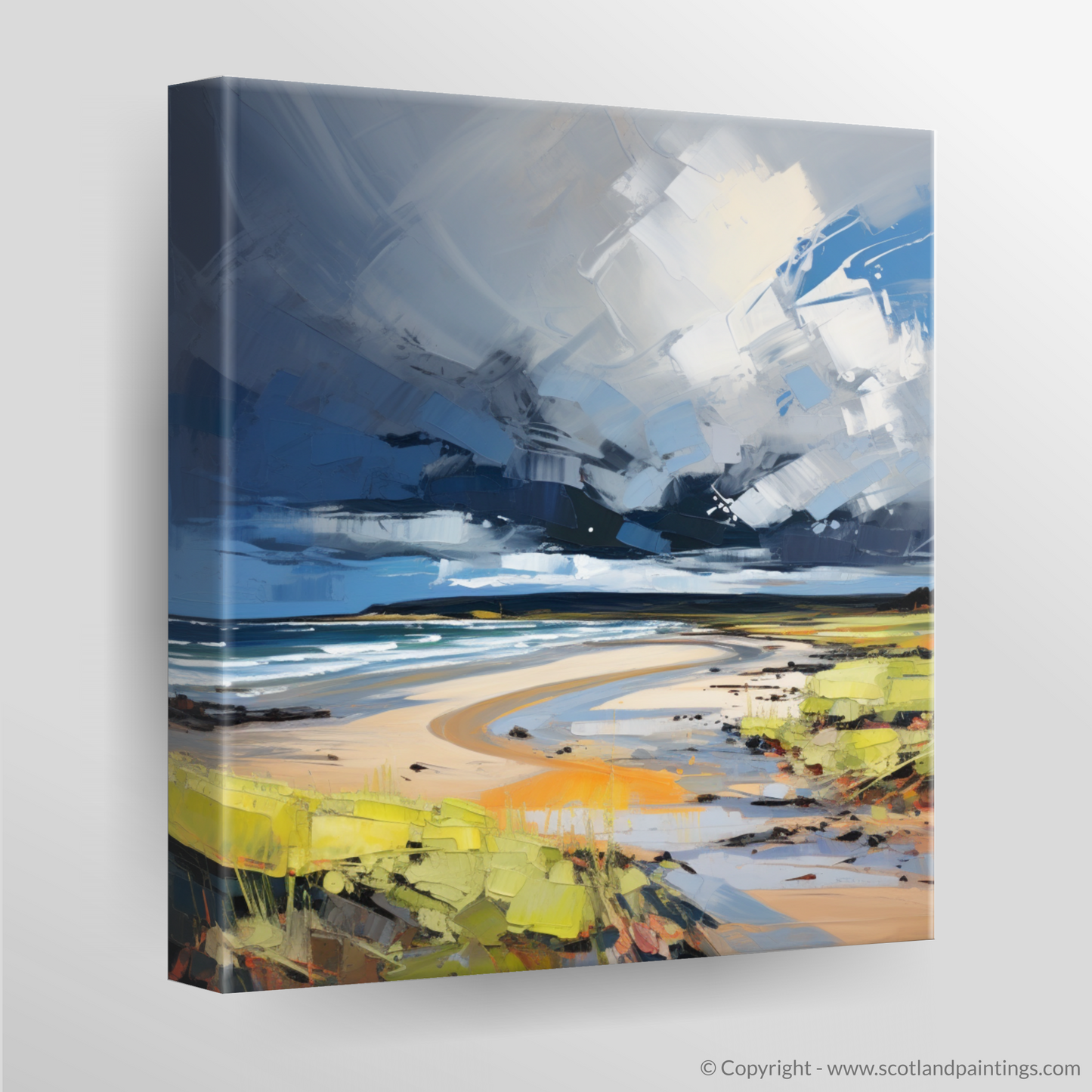 Canvas Print of Gullane Beach with a stormy sky