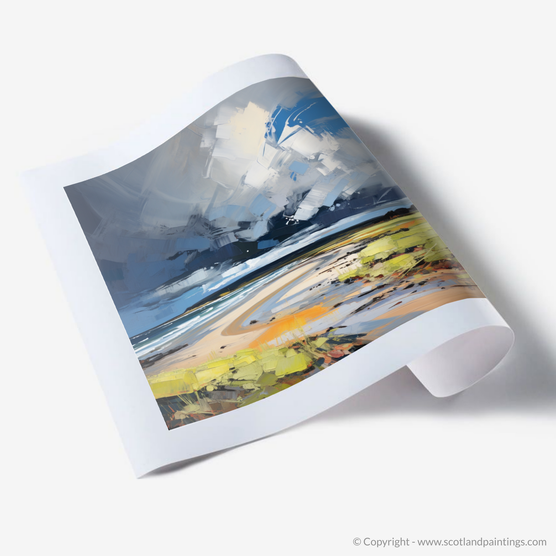 Art Print of Gullane Beach with a stormy sky
