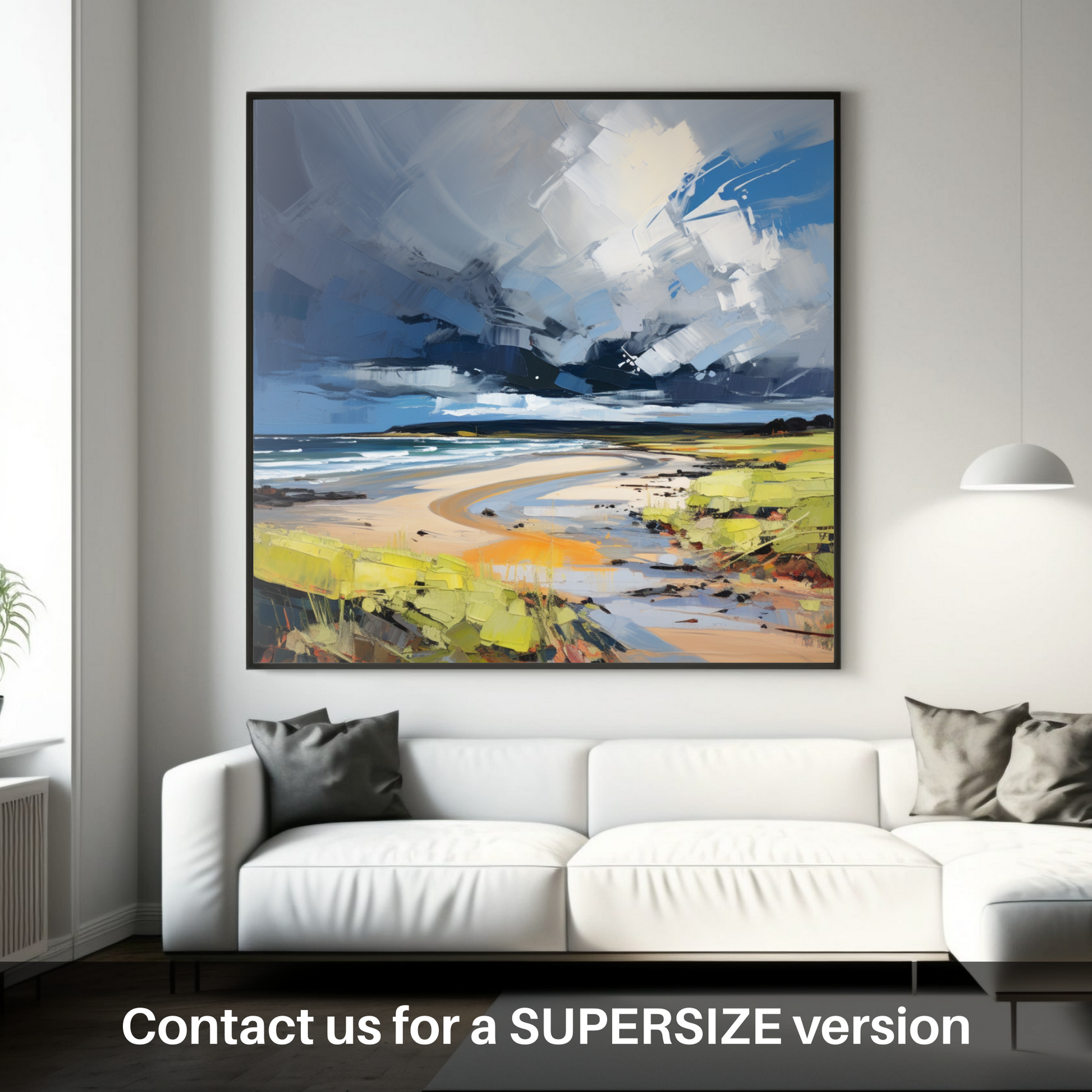 Huge supersize print of Gullane Beach with a stormy sky