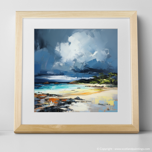 Art Print of Largo Bay with a stormy sky with a natural frame