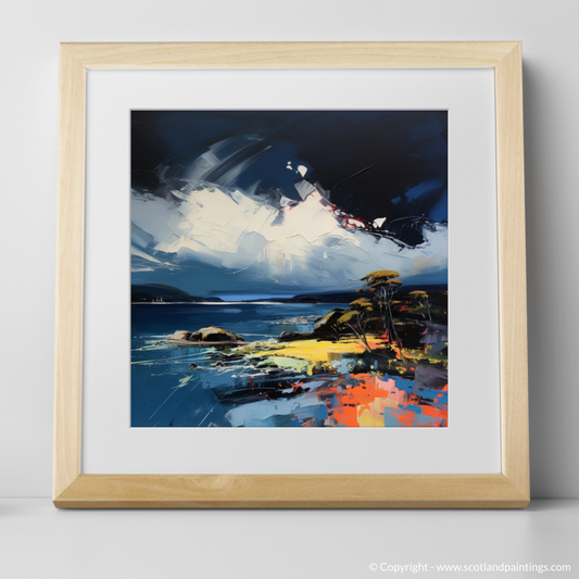 Art Print of Largo Bay with a stormy sky with a natural frame