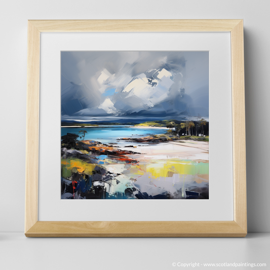 Art Print of Largo Bay with a stormy sky with a natural frame