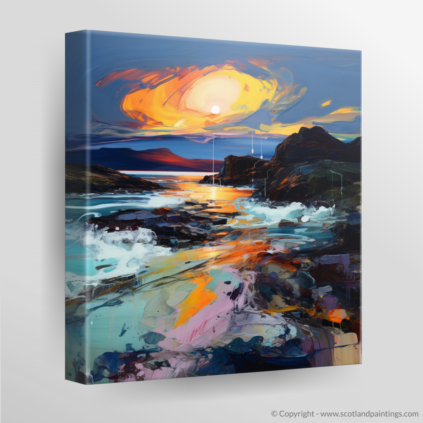 Painting and Art Print of Sound of Iona at dusk. Dusk Embrace over the Sound of Iona.