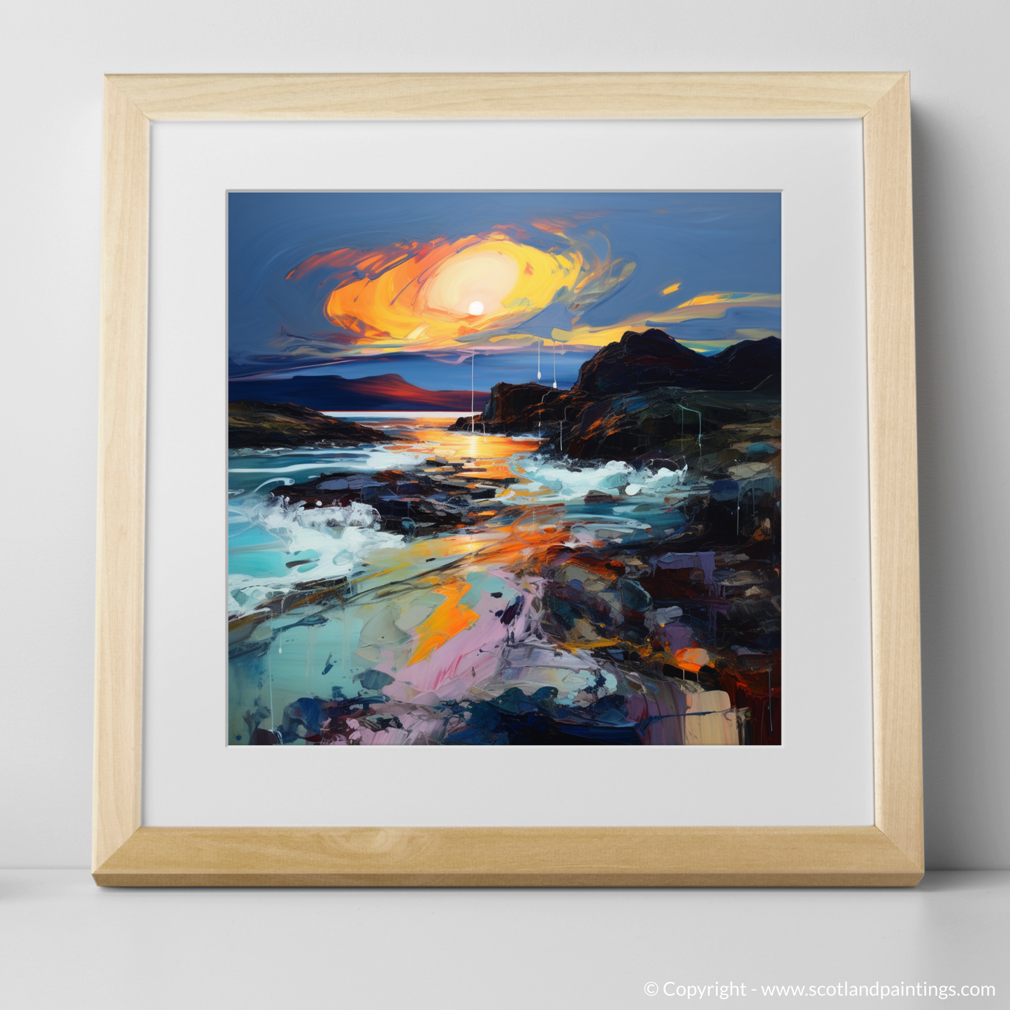 Painting and Art Print of Sound of Iona at dusk. Dusk Embrace over the Sound of Iona.