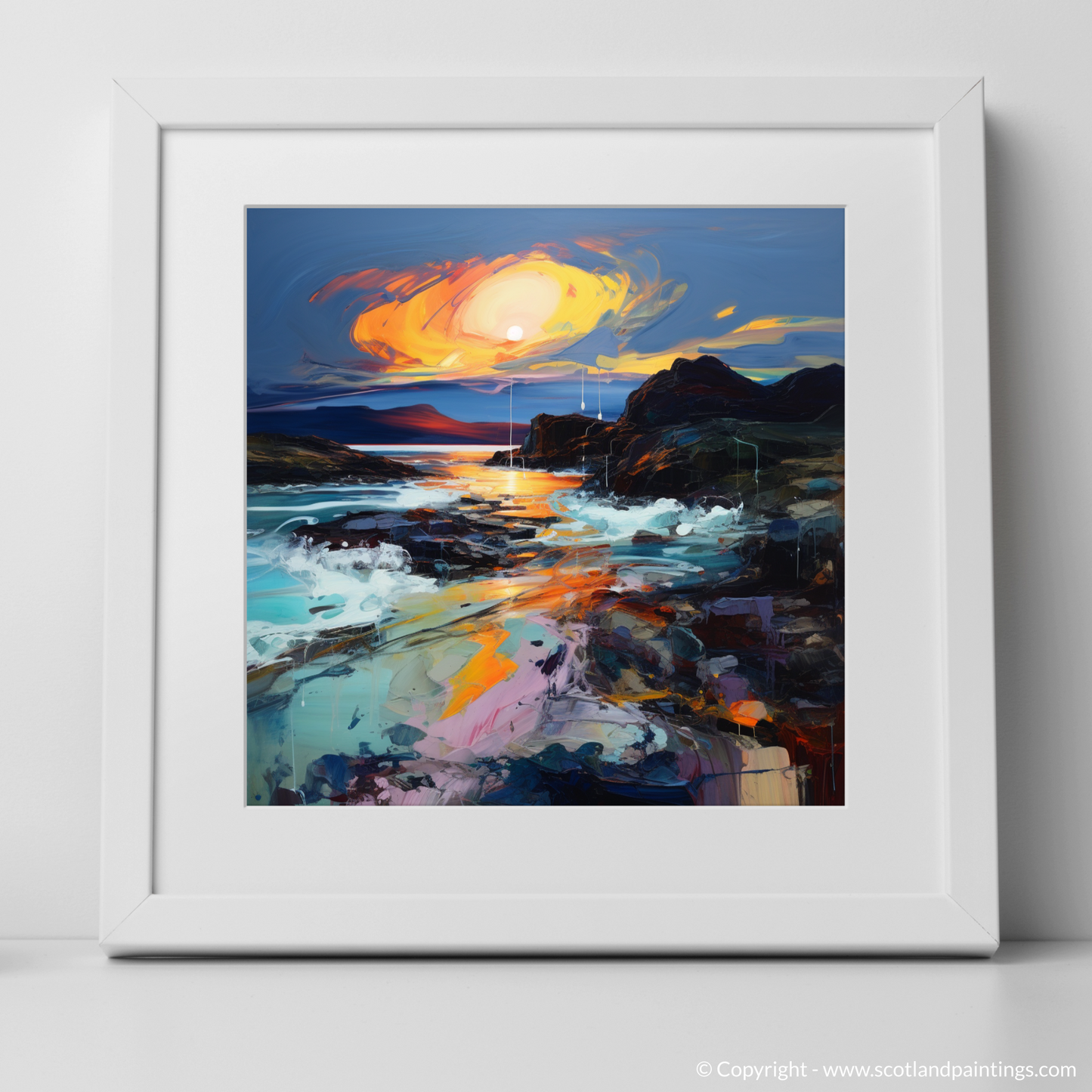 Painting and Art Print of Sound of Iona at dusk. Dusk Embrace over the Sound of Iona.