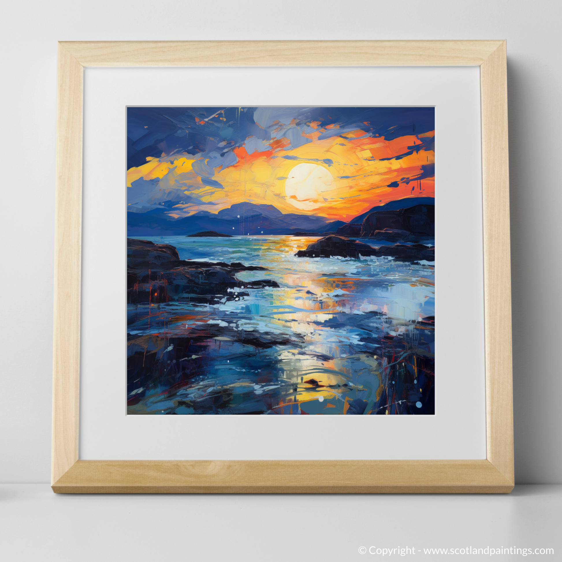 Art Print of Sound of Iona at dusk with a natural frame