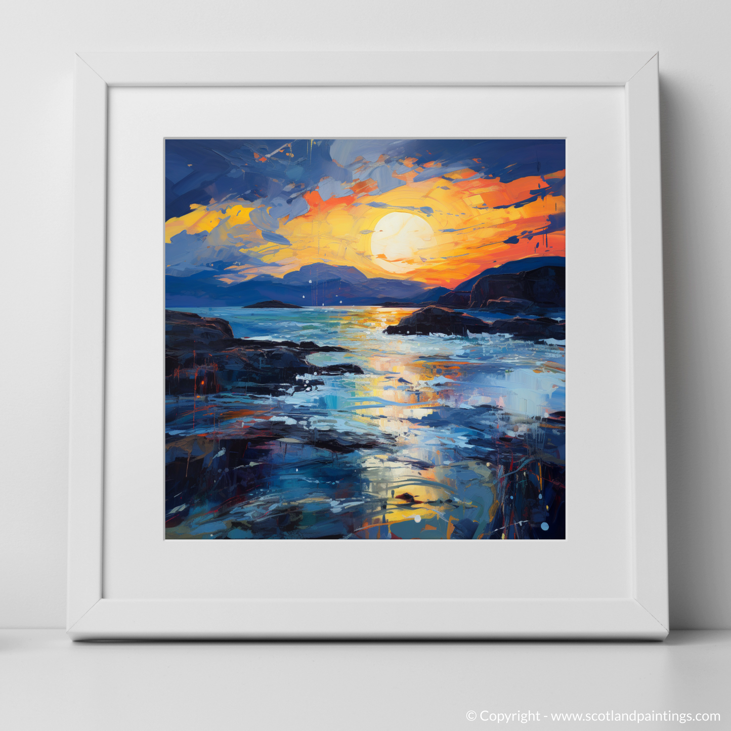 Art Print of Sound of Iona at dusk with a white frame