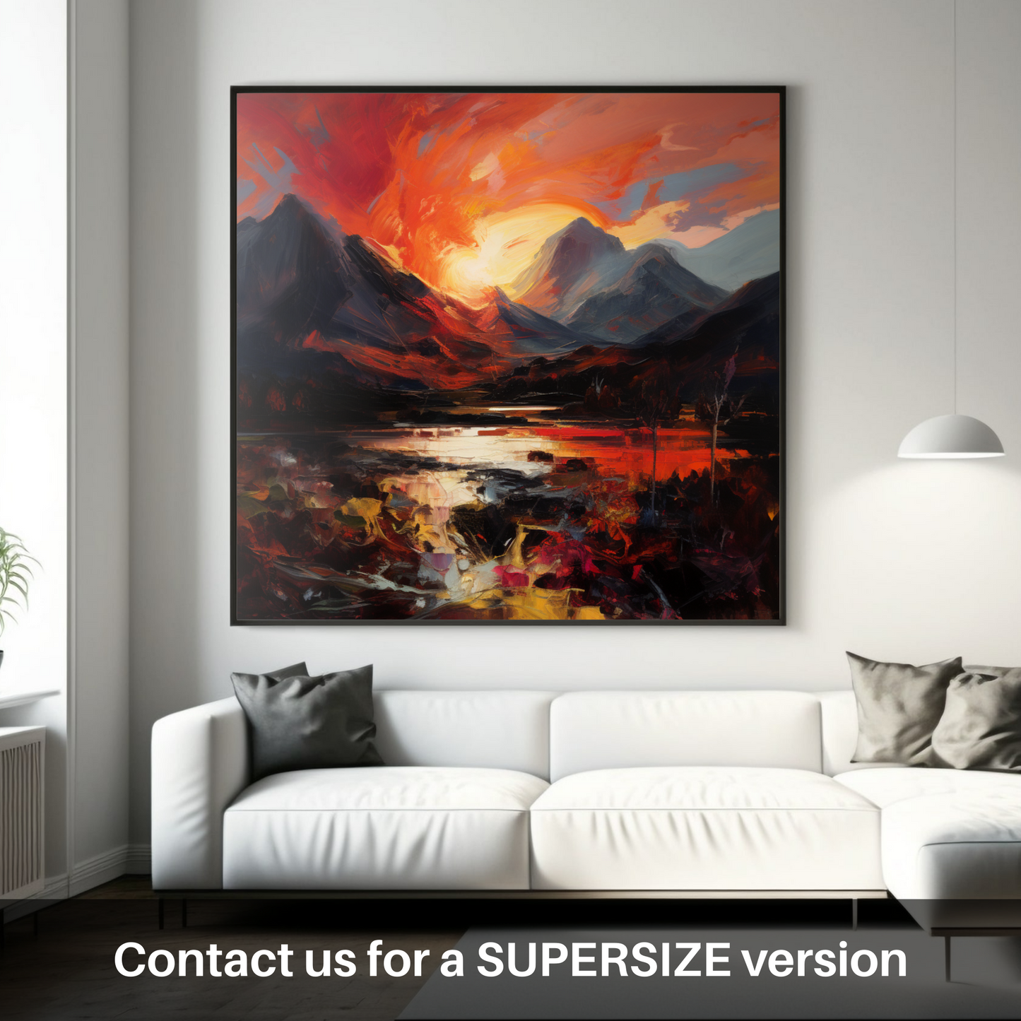 Huge supersize print of Fiery sky over peaks in Glencoe