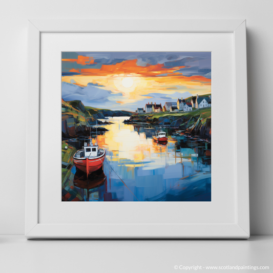 Painting and Art Print of Portnahaven Harbour at dusk. Twilight Embrace of Portnahaven Harbour.