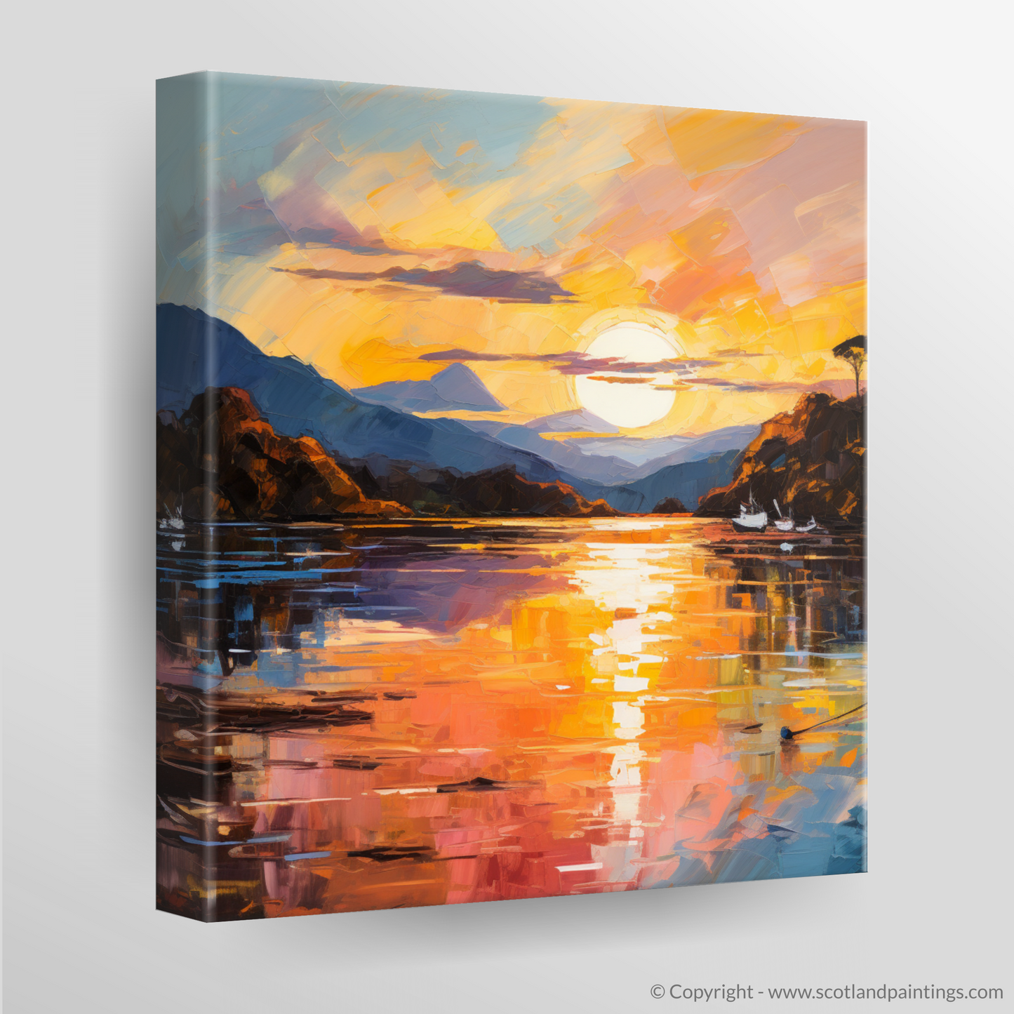 Canvas Print of Golden hour at Loch Lomond