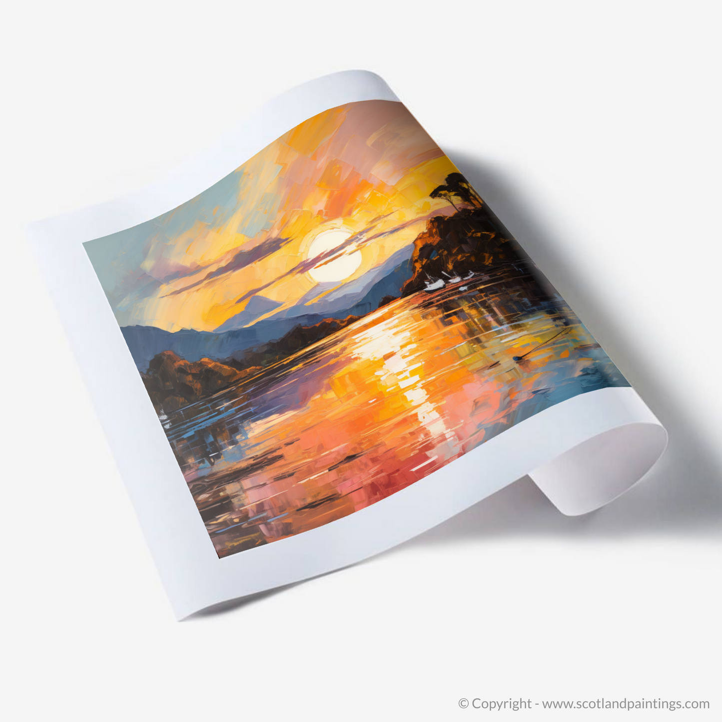 Art Print of Golden hour at Loch Lomond