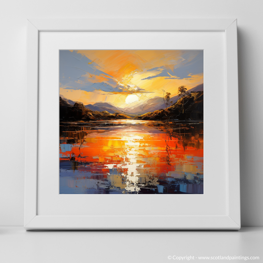 Art Print of Golden hour at Loch Lomond with a white frame