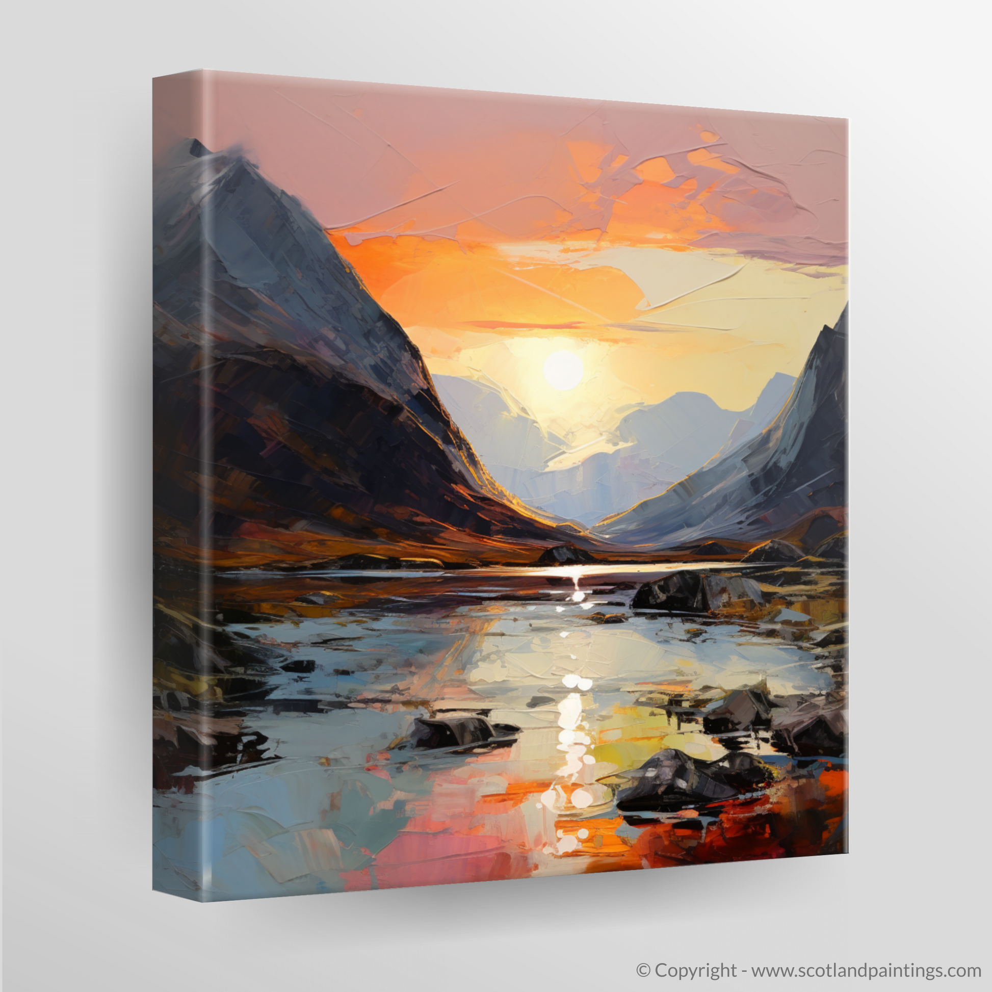 Canvas Print of Sunset glow in Glencoe