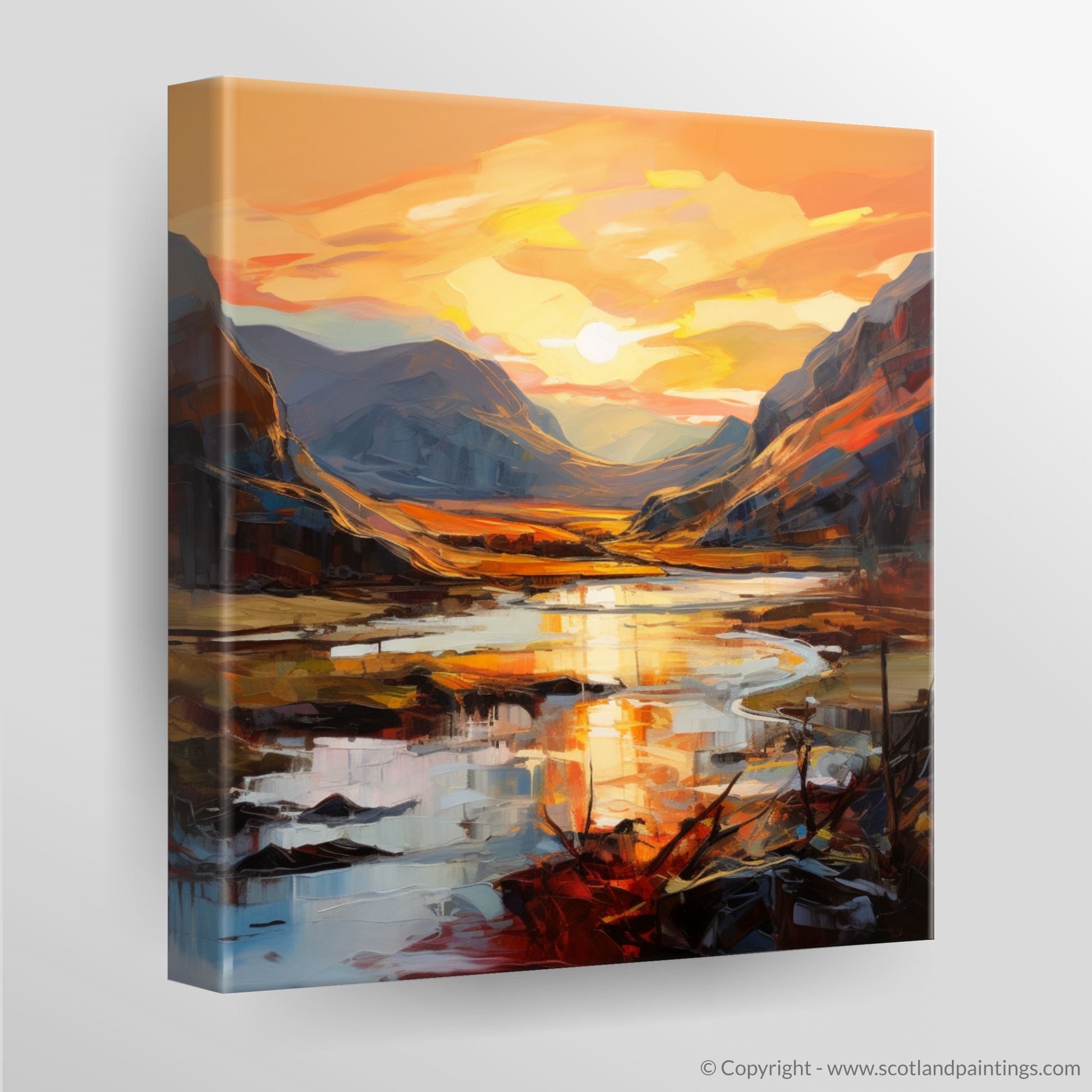 Canvas Print of Sunset glow in Glencoe