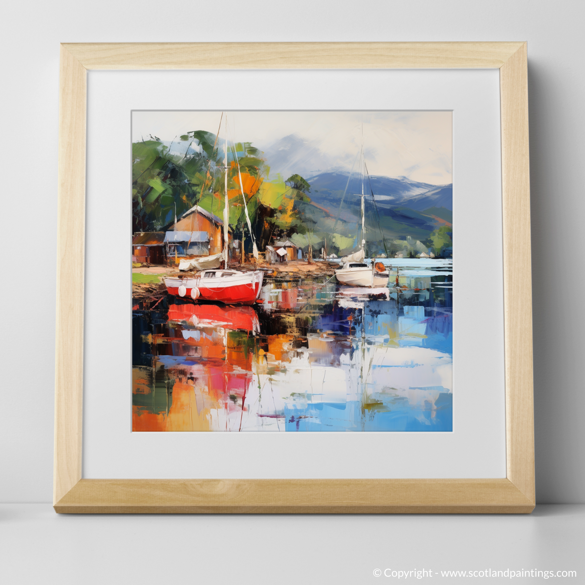 Art Print of Balmaha Harbour, Loch Lomond with a natural frame