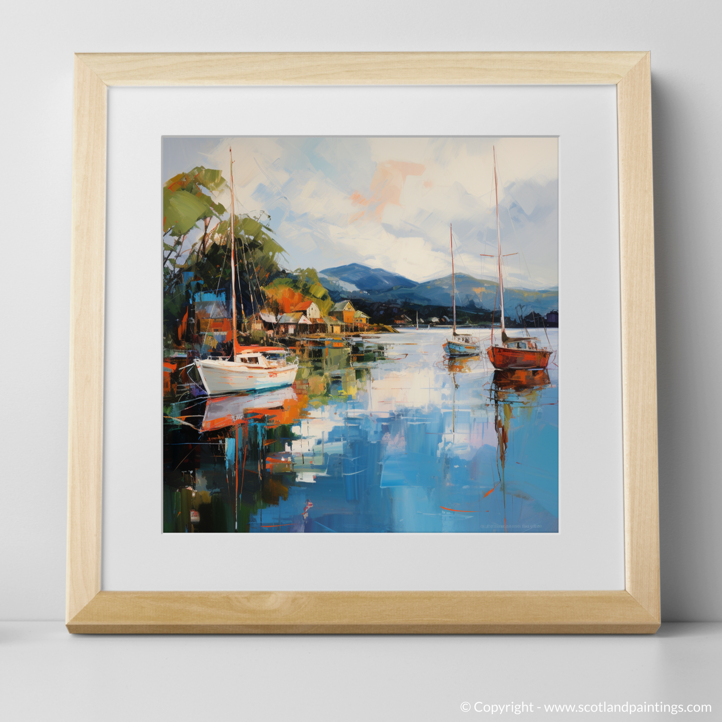 Art Print of Balmaha Harbour, Loch Lomond with a natural frame