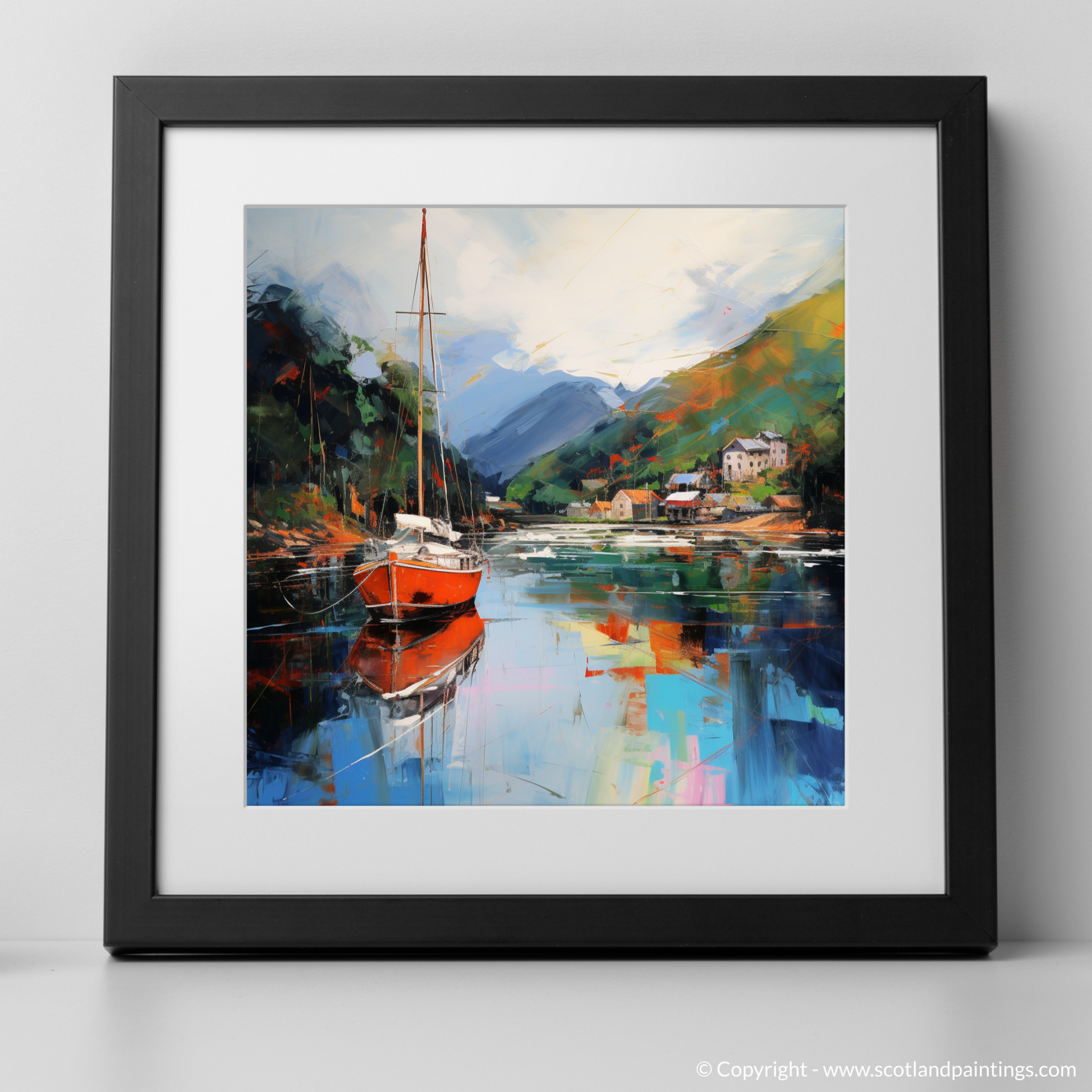 Art Print of Balmaha Harbour, Loch Lomond with a black frame