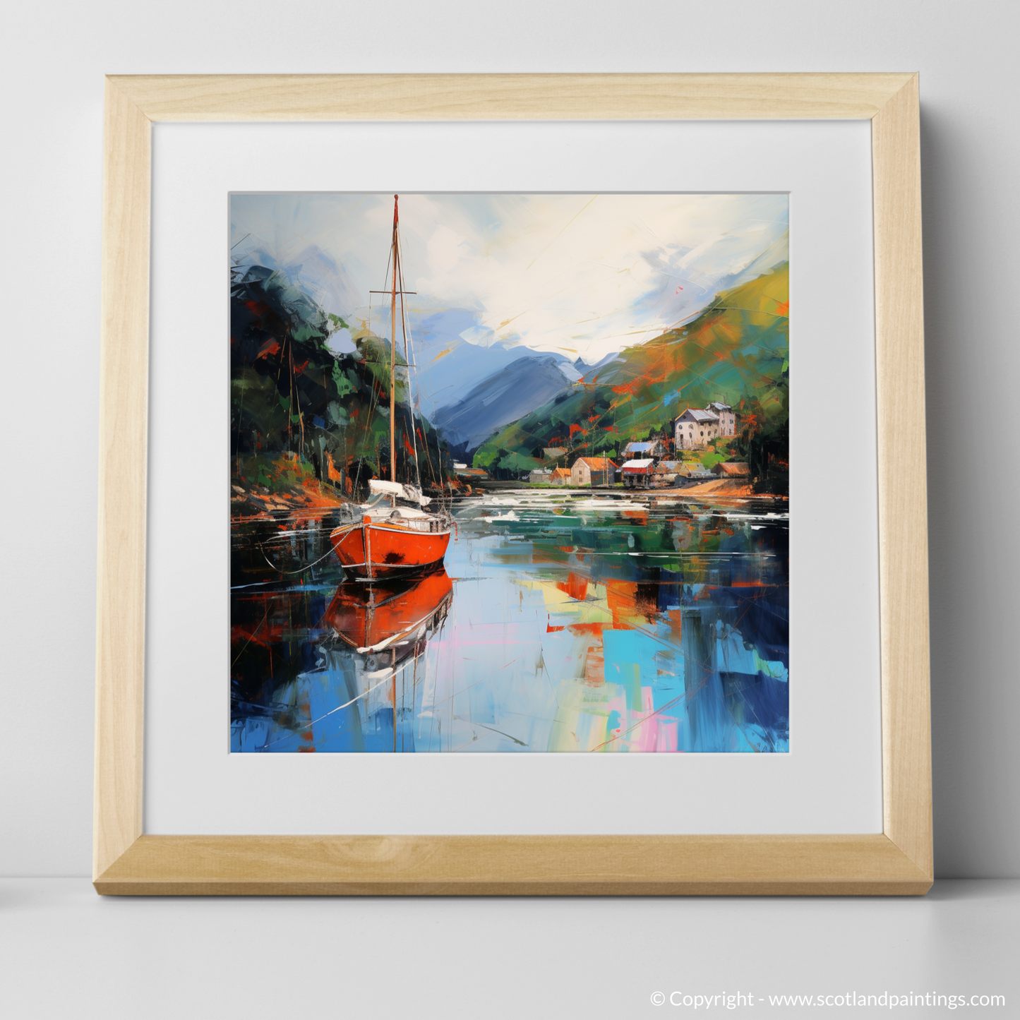 Art Print of Balmaha Harbour, Loch Lomond with a natural frame