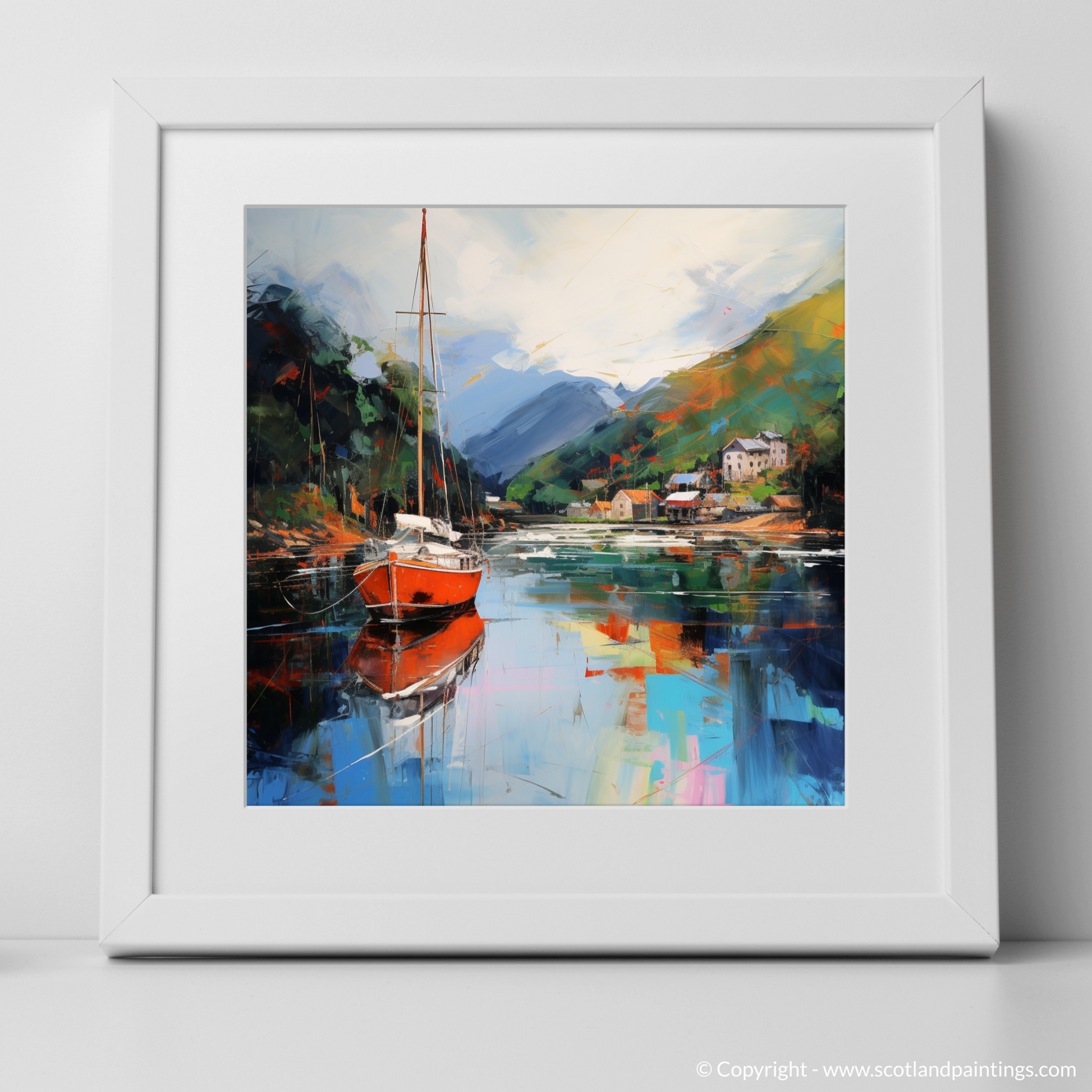 Art Print of Balmaha Harbour, Loch Lomond with a white frame