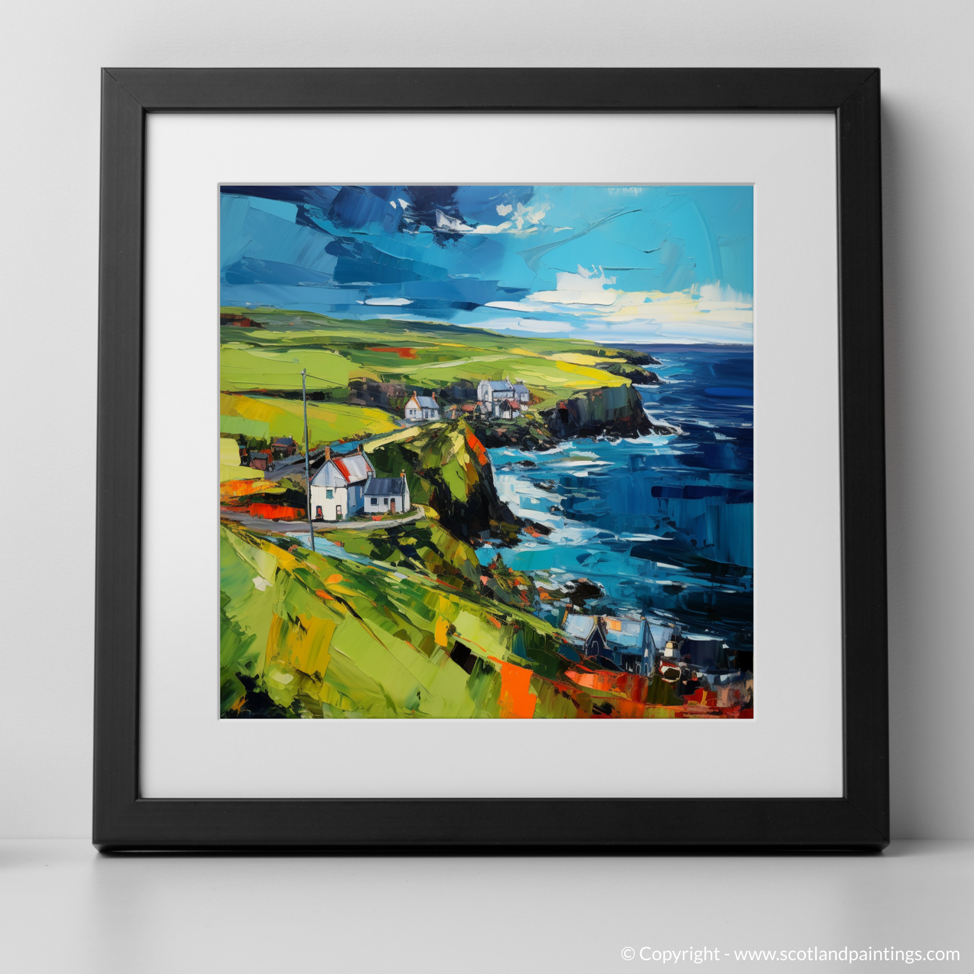 Art Print of Shetland, North of mainland Scotland with a black frame