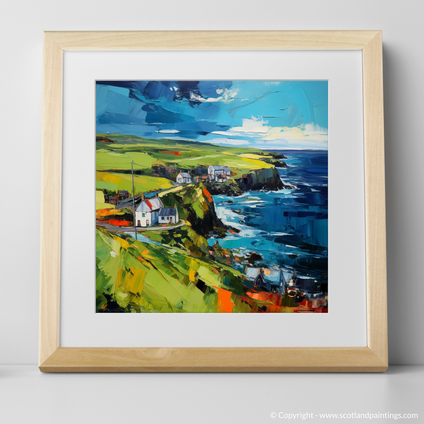 Art Print of Shetland, North of mainland Scotland with a natural frame