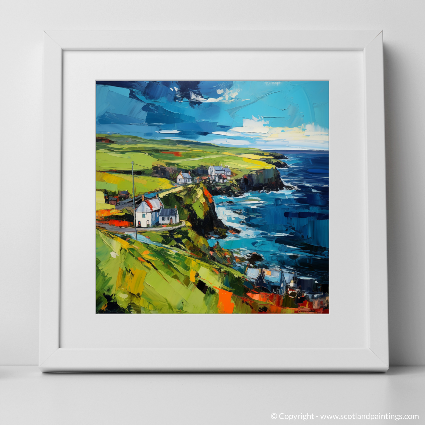 Art Print of Shetland, North of mainland Scotland with a white frame