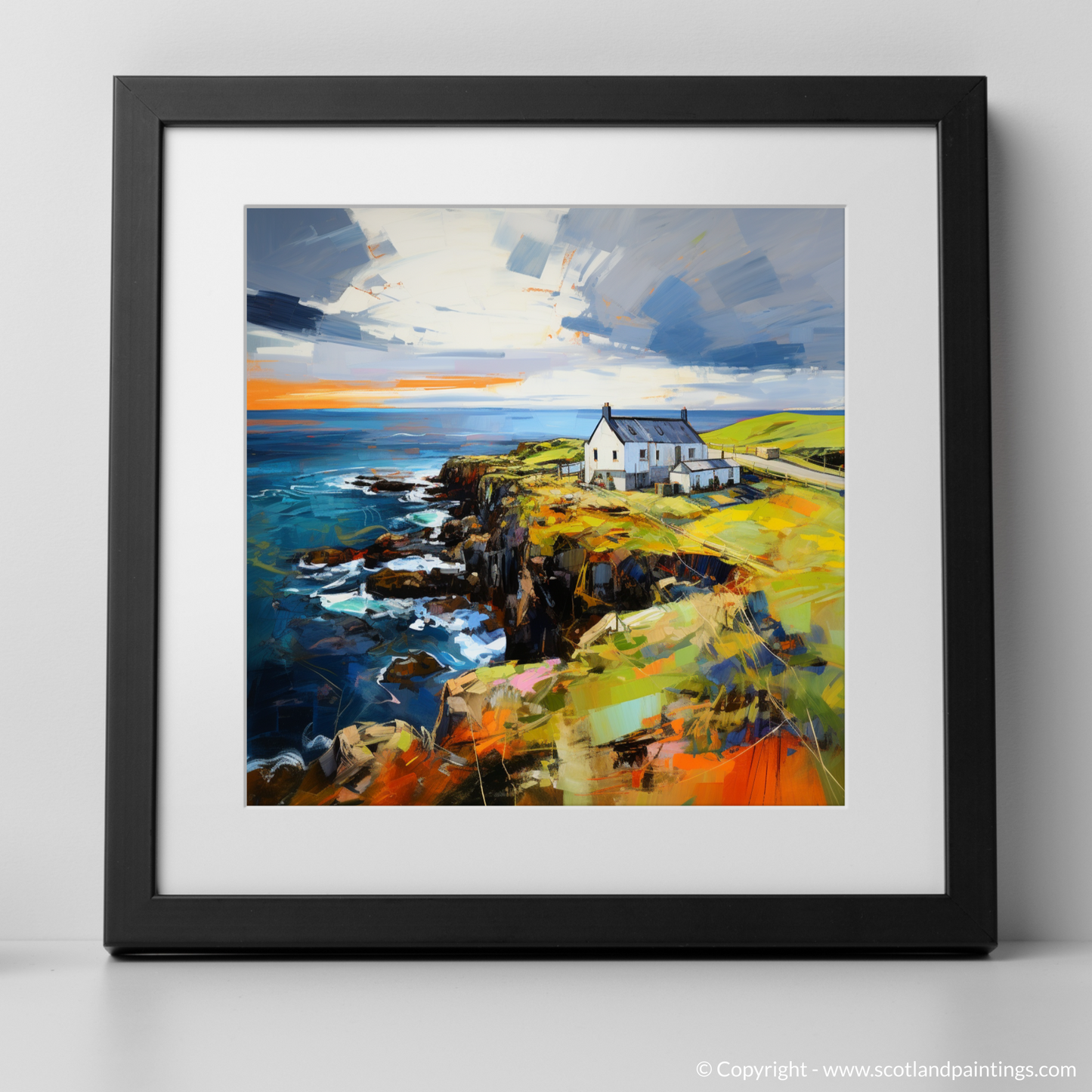 Art Print of Shetland, North of mainland Scotland with a black frame