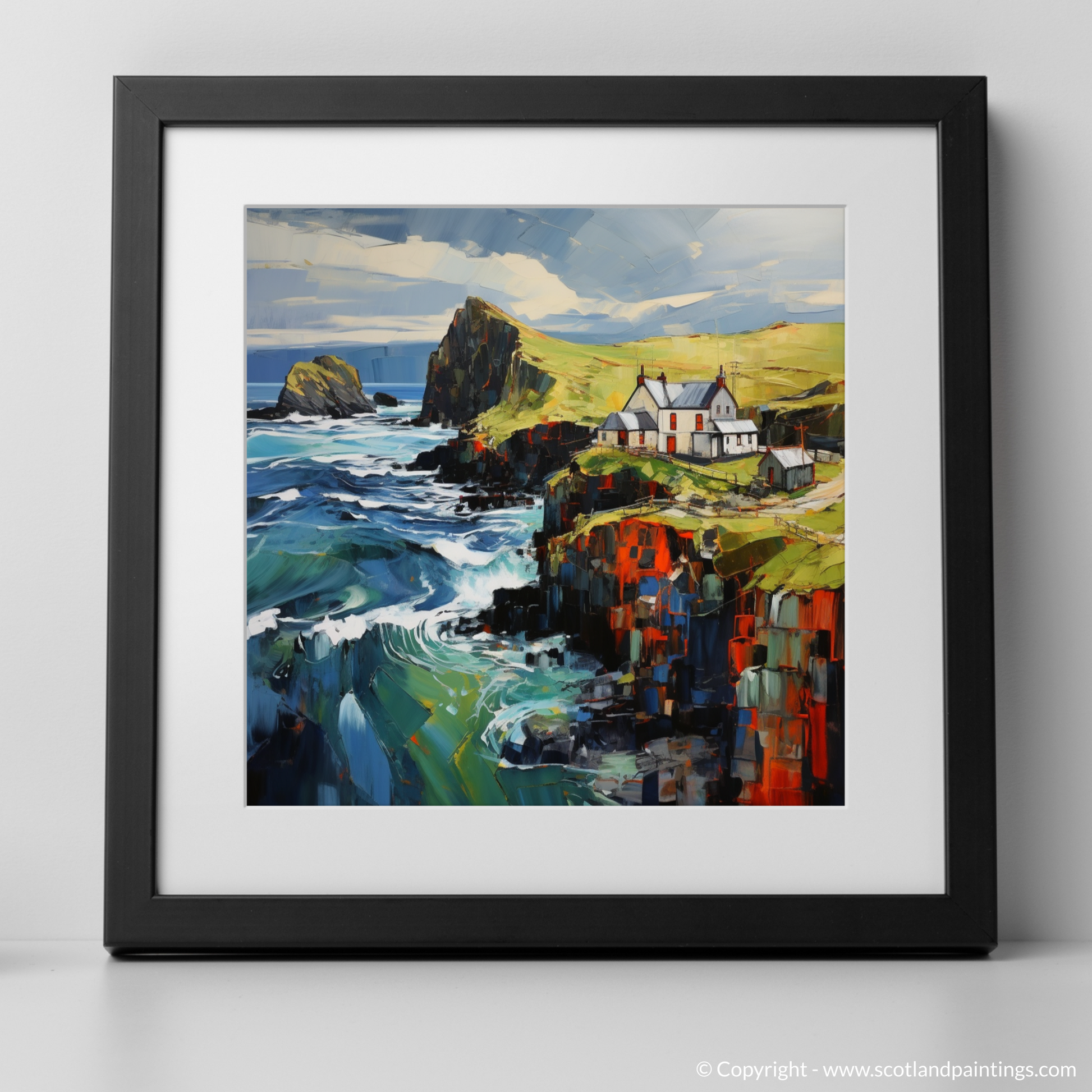 Art Print of Shetland, North of mainland Scotland with a black frame