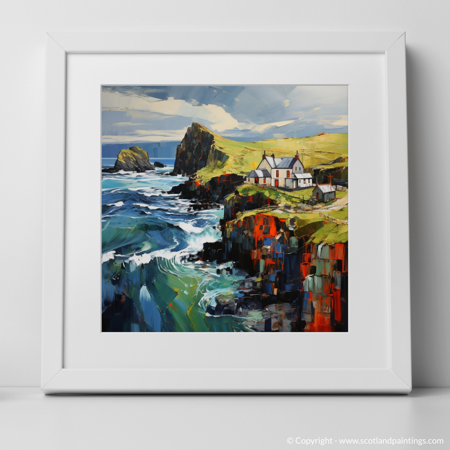 Art Print of Shetland, North of mainland Scotland with a white frame