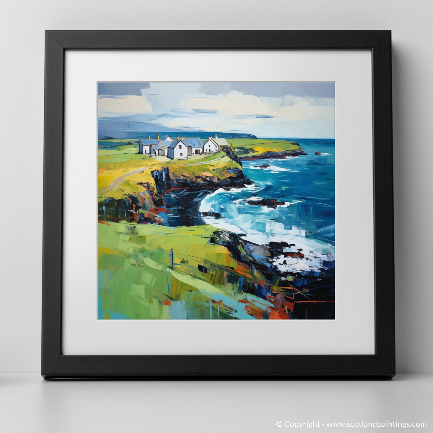 Art Print of Shetland, North of mainland Scotland with a black frame
