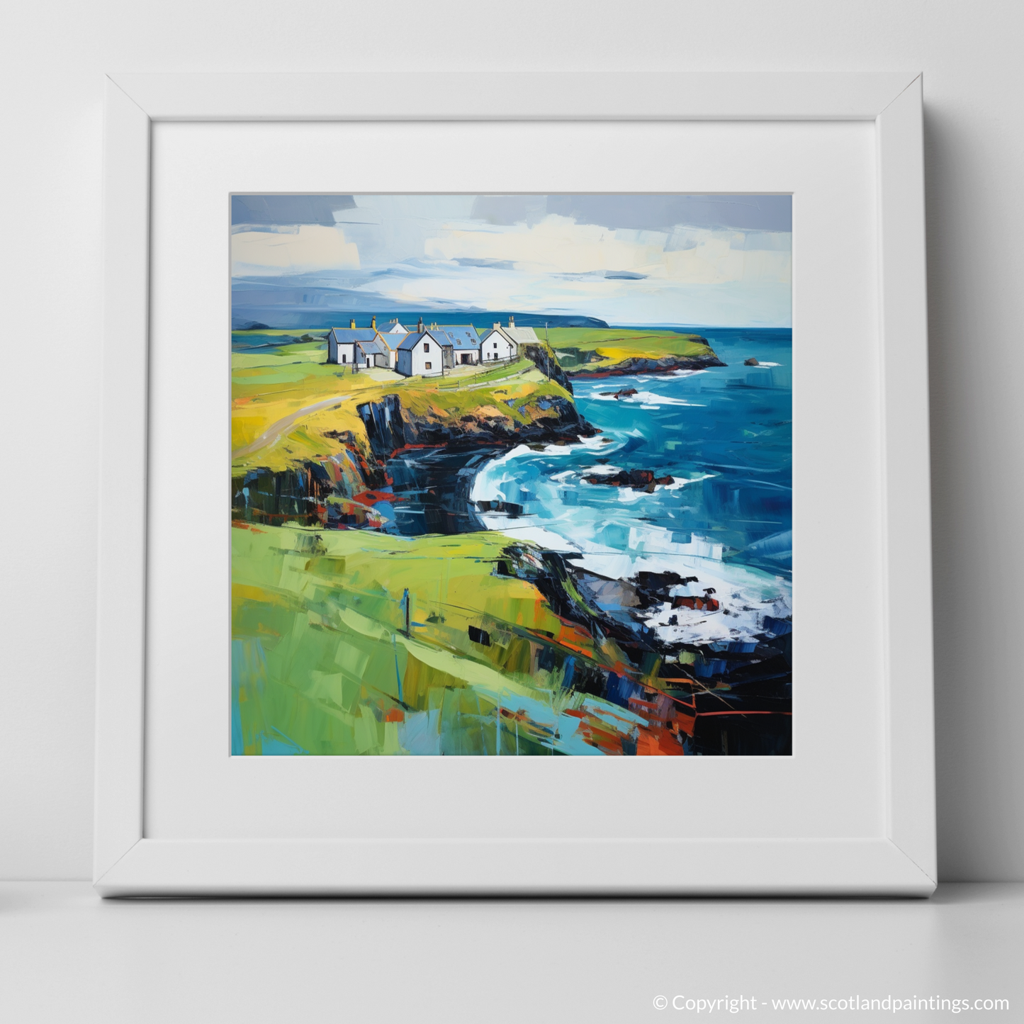 Art Print of Shetland, North of mainland Scotland with a white frame