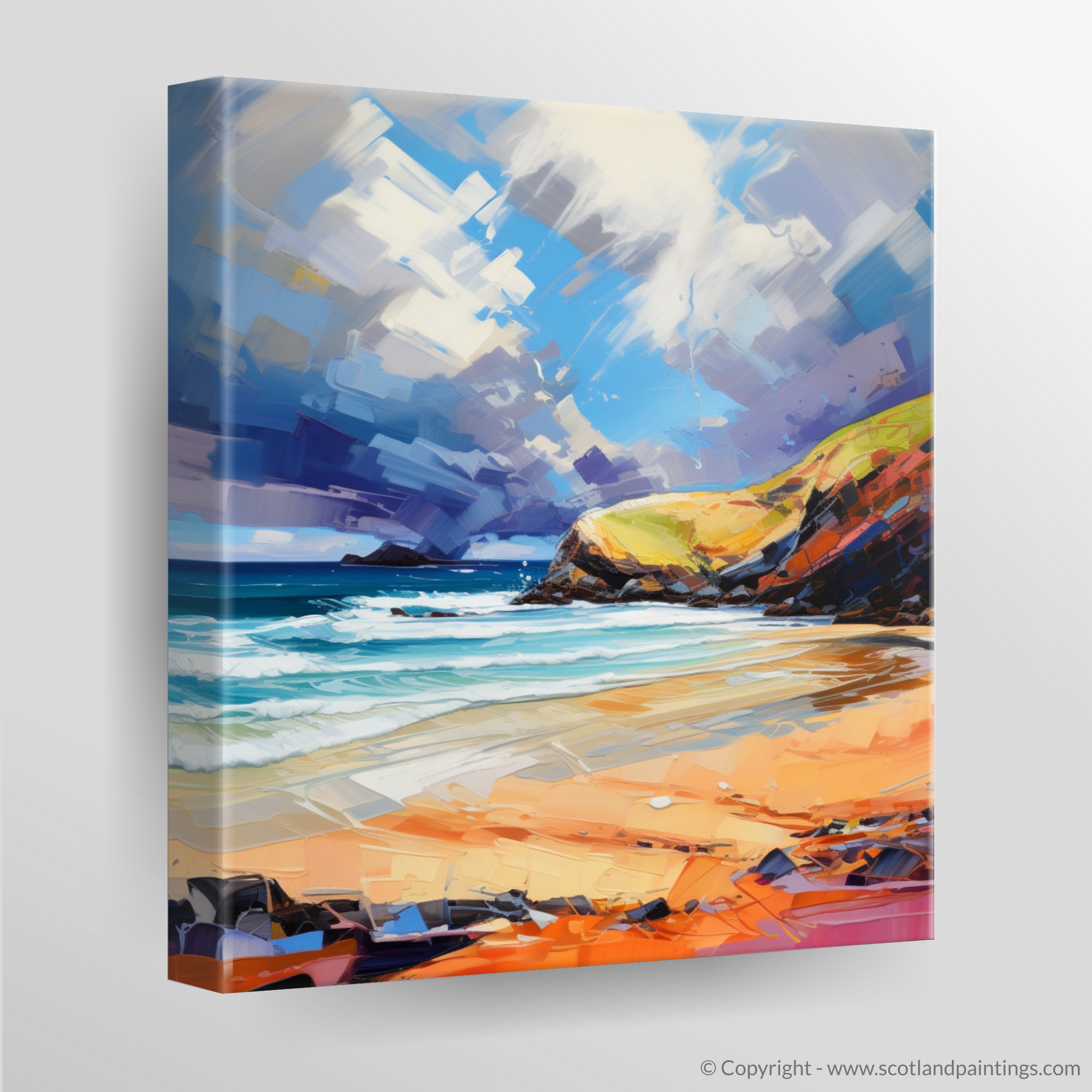 Canvas Print of Sandwood Bay with a stormy sky
