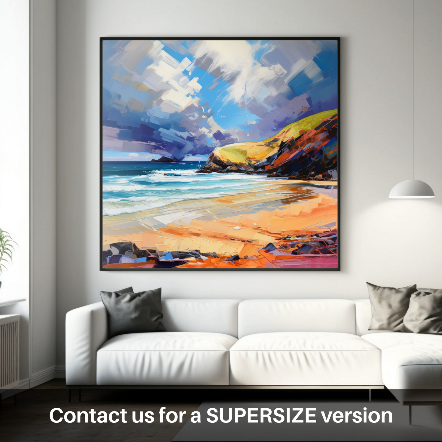 Huge supersize print of Sandwood Bay with a stormy sky