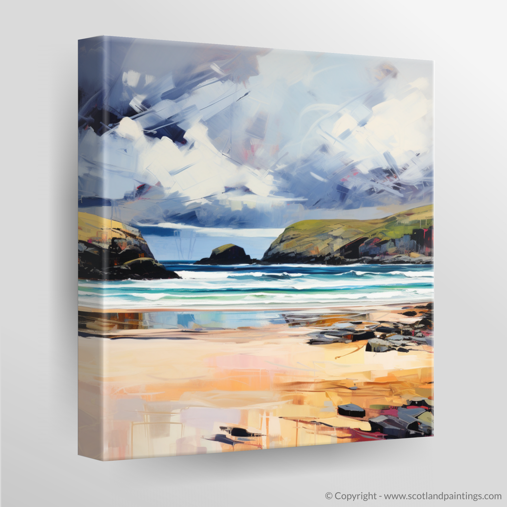 Canvas Print of Sandwood Bay with a stormy sky