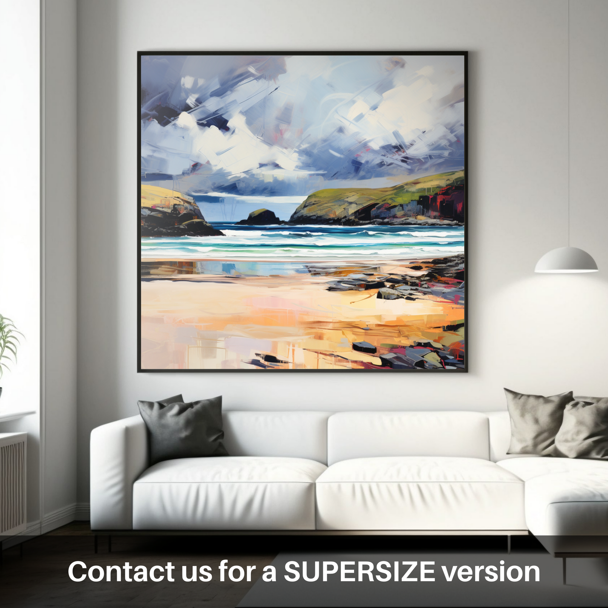 Huge supersize print of Sandwood Bay with a stormy sky
