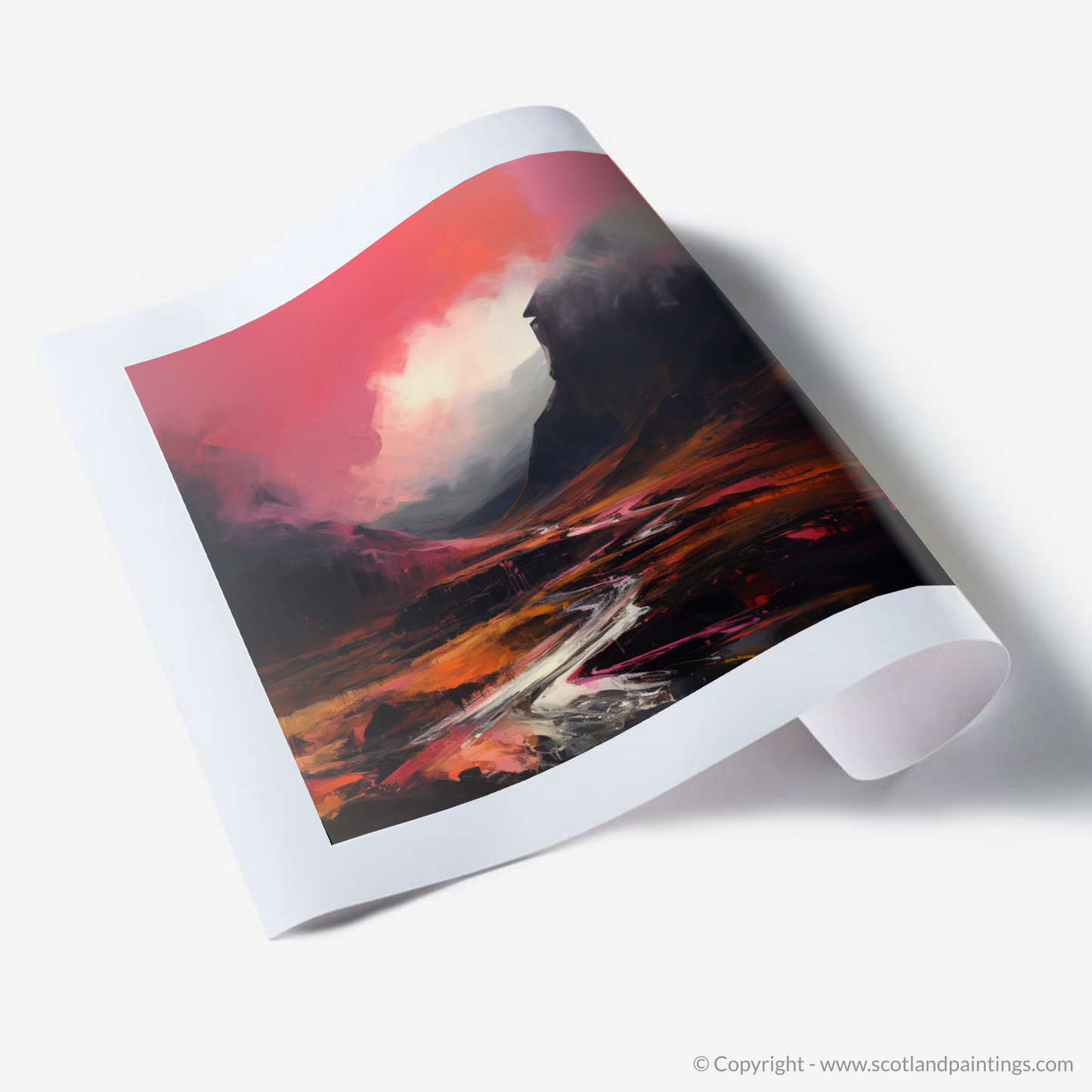 Art Print of Crimson clouds over valley in Glencoe