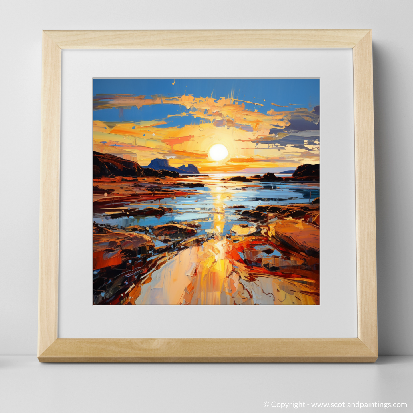 Art Print of Sound of Iona at golden hour with a natural frame