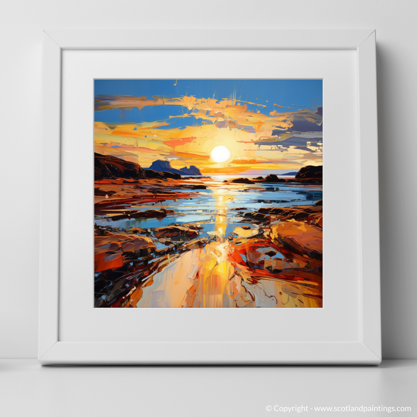 Art Print of Sound of Iona at golden hour with a white frame