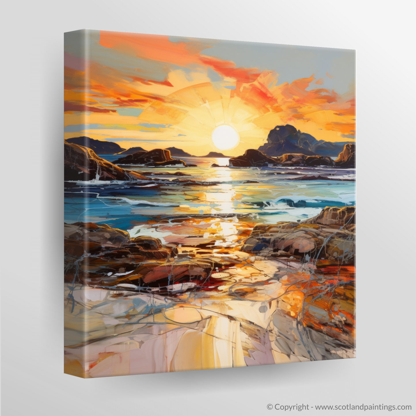 Painting and Art Print of Sound of Iona at golden hour. Golden Hour Symphony: The Sound of Iona.