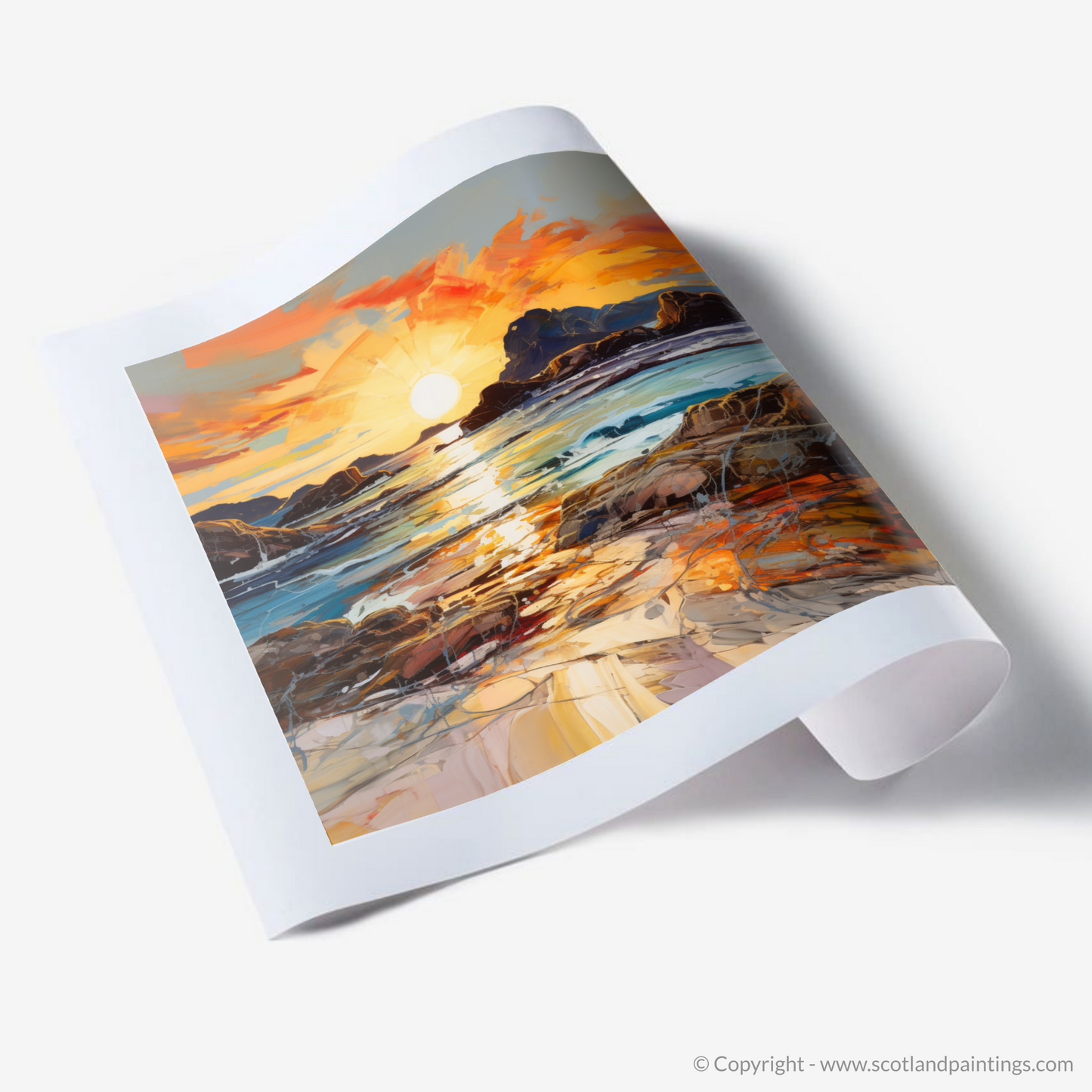 Painting and Art Print of Sound of Iona at golden hour. Golden Hour Symphony: The Sound of Iona.