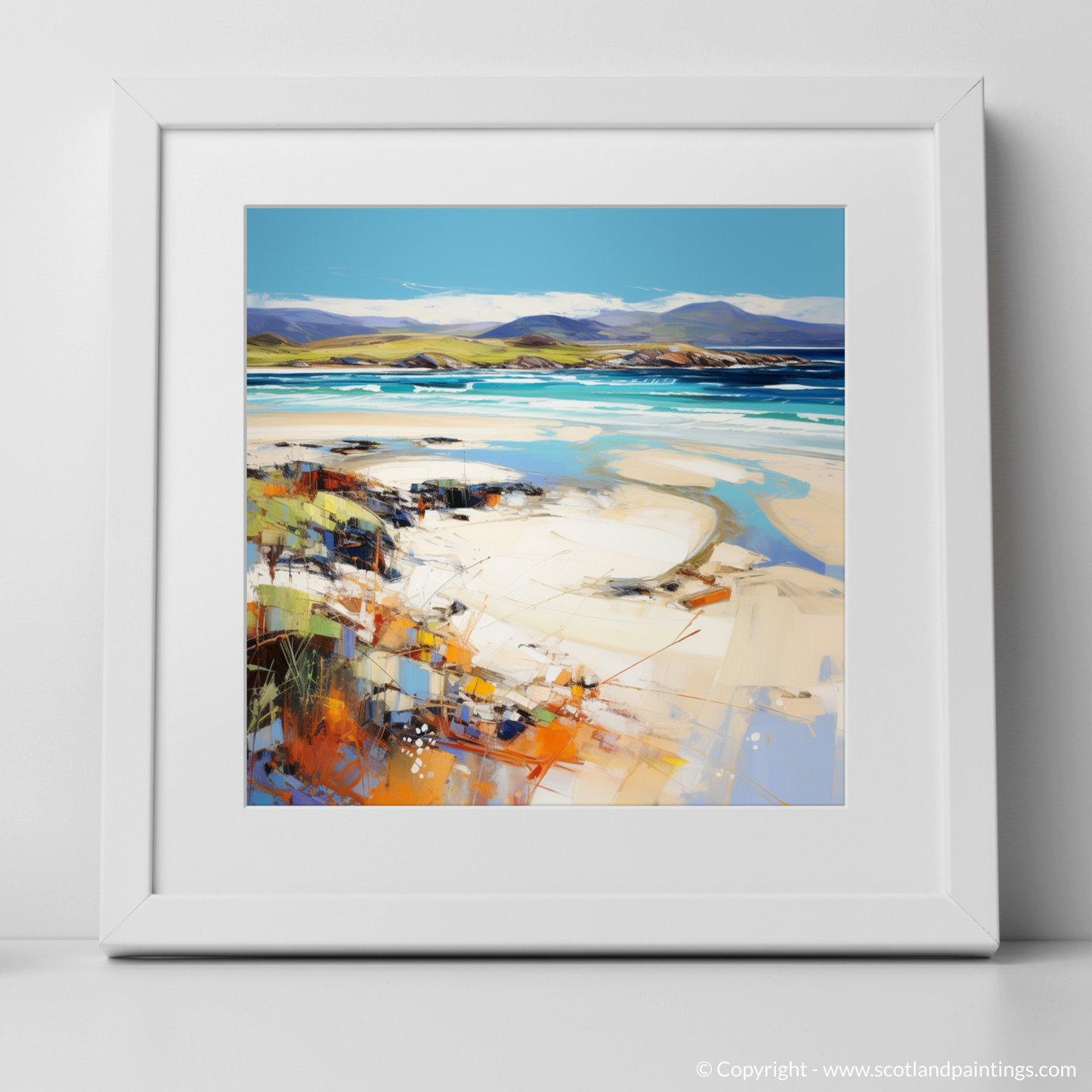 Art Print of Luskentyre Beach, Isle of Harris with a white frame