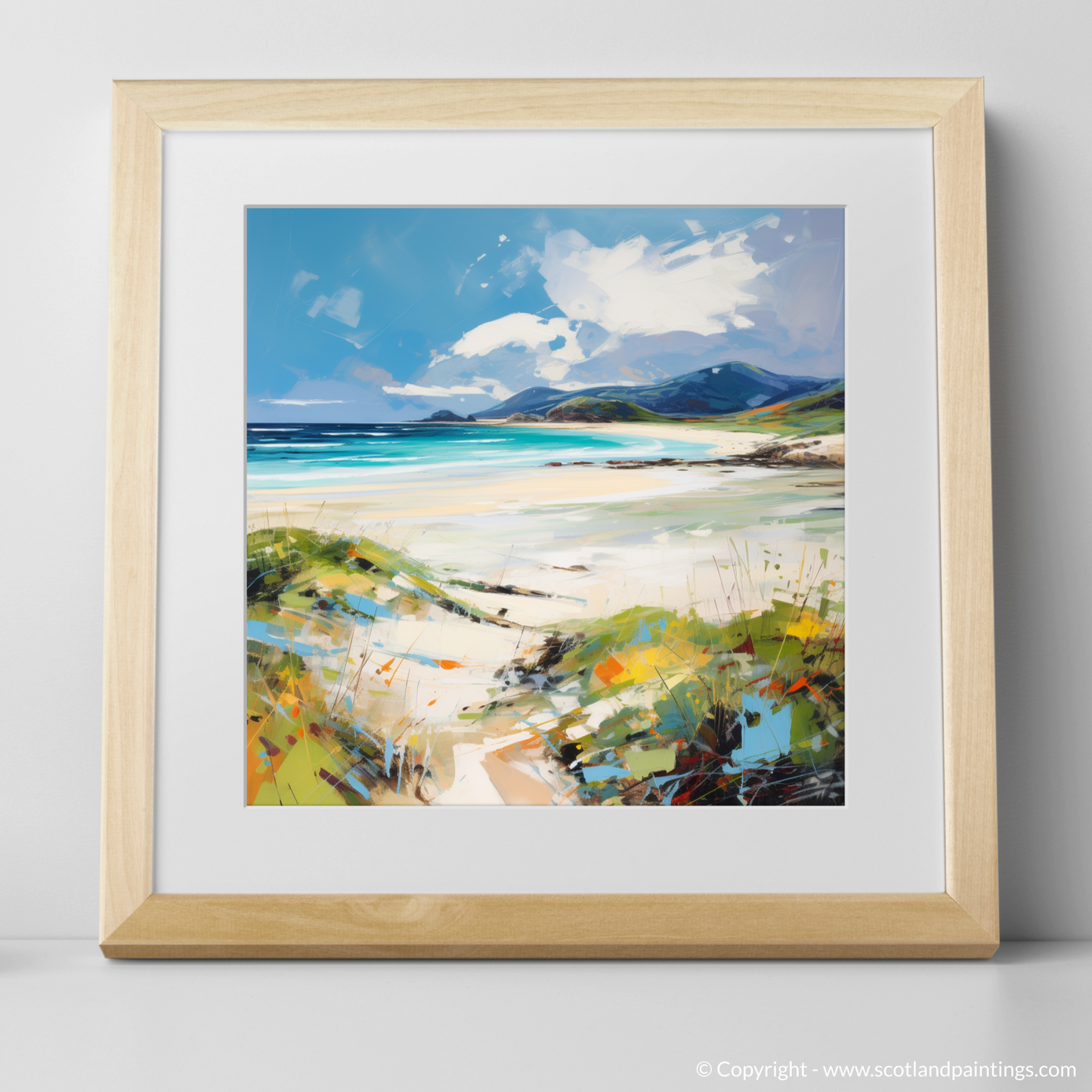 Art Print of Luskentyre Beach, Isle of Harris with a natural frame