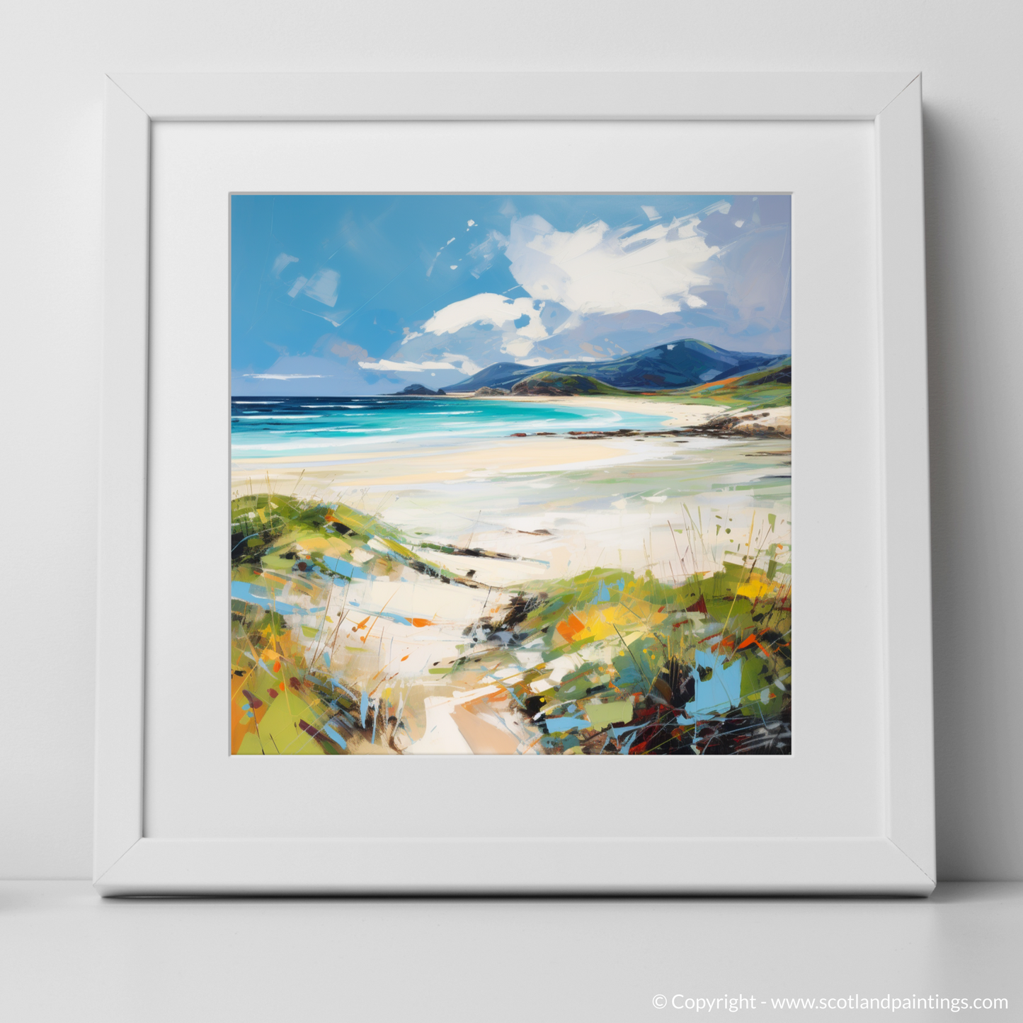 Art Print of Luskentyre Beach, Isle of Harris with a white frame