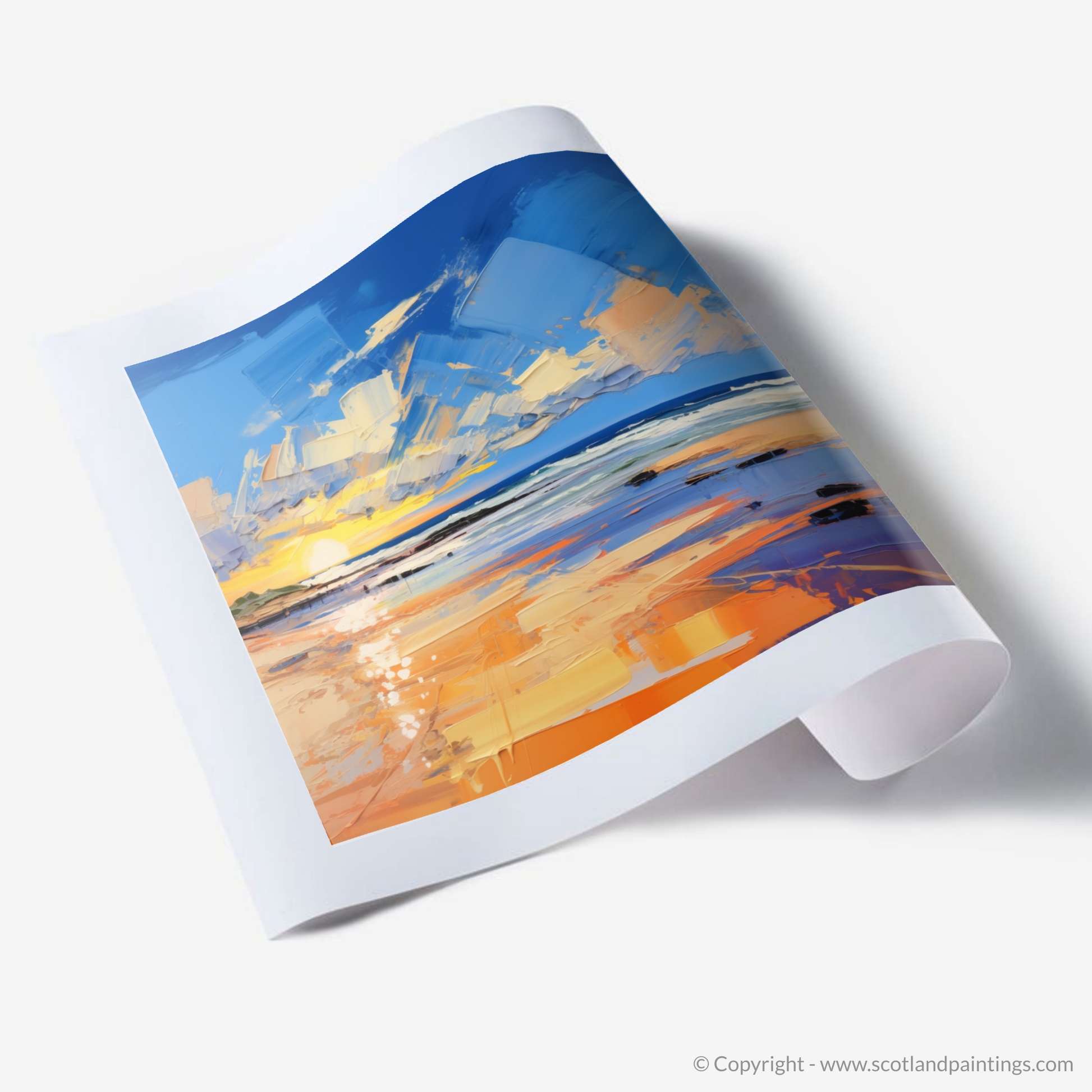 Art Print of Balmedie Beach at golden hour