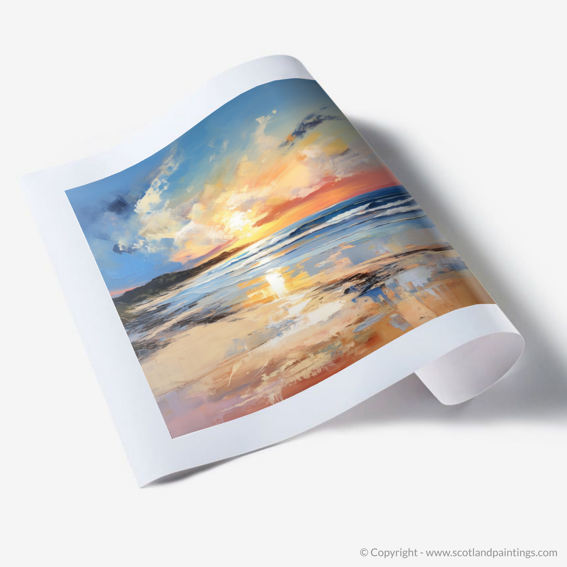 Art Print of Balmedie Beach at golden hour