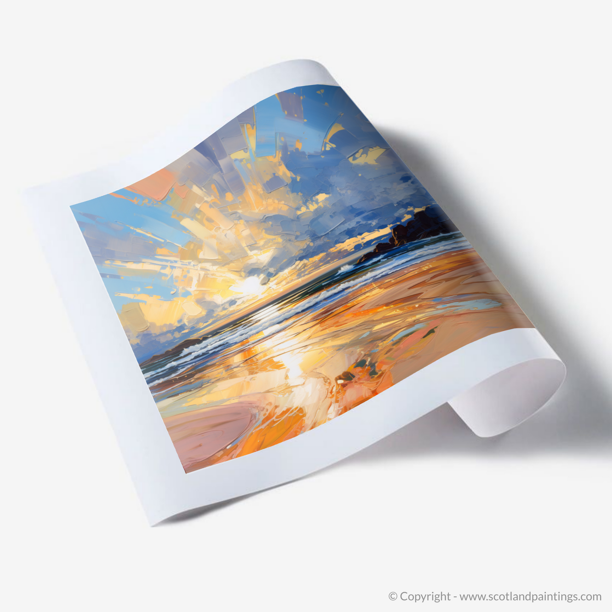 Art Print of Balmedie Beach at golden hour