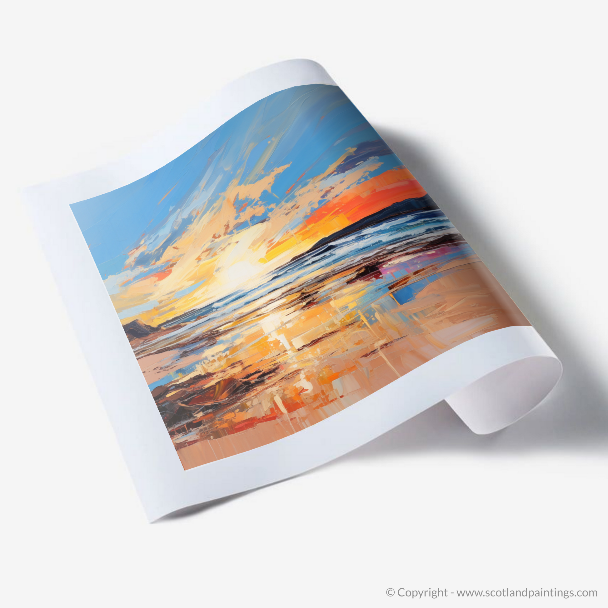 Art Print of Balmedie Beach at golden hour