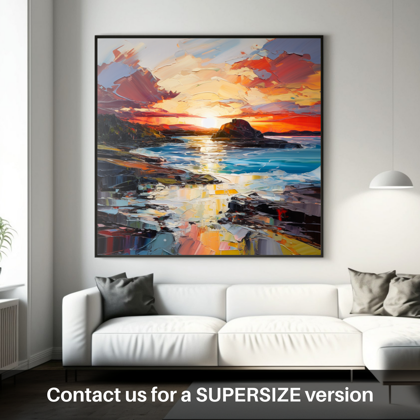 Painting and Art Print of Catterline Bay at golden hour. Golden Hour Majesty at Catterline Bay.