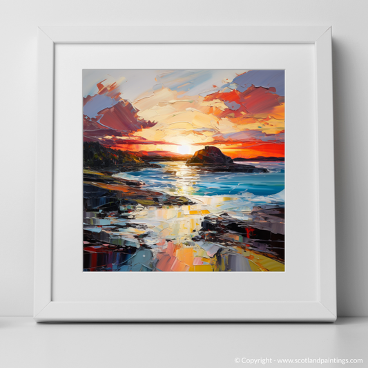 Painting and Art Print of Catterline Bay at golden hour. Golden Hour Majesty at Catterline Bay.