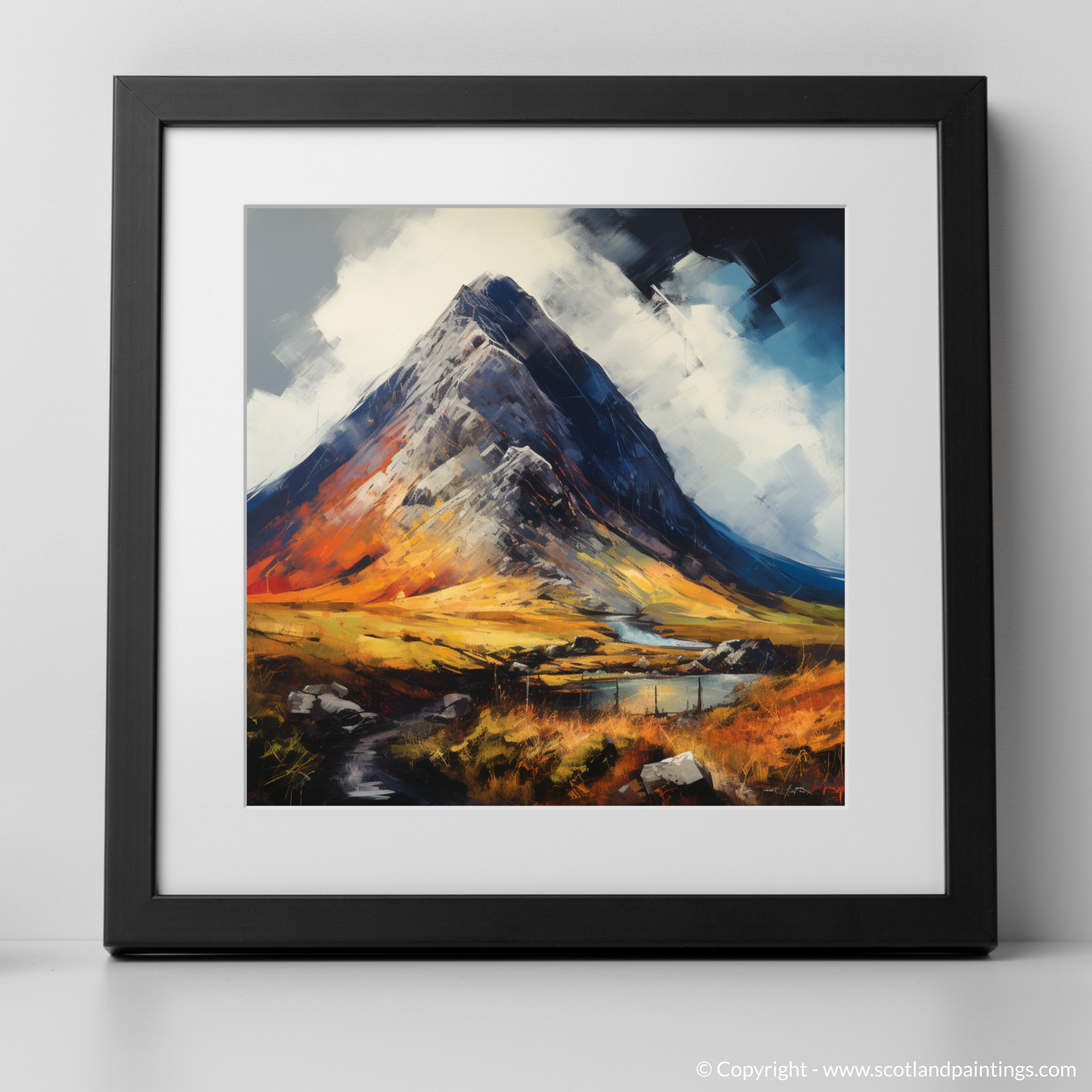 Art Print of Stob Dubh (Buachaille Etive Beag) with a black frame